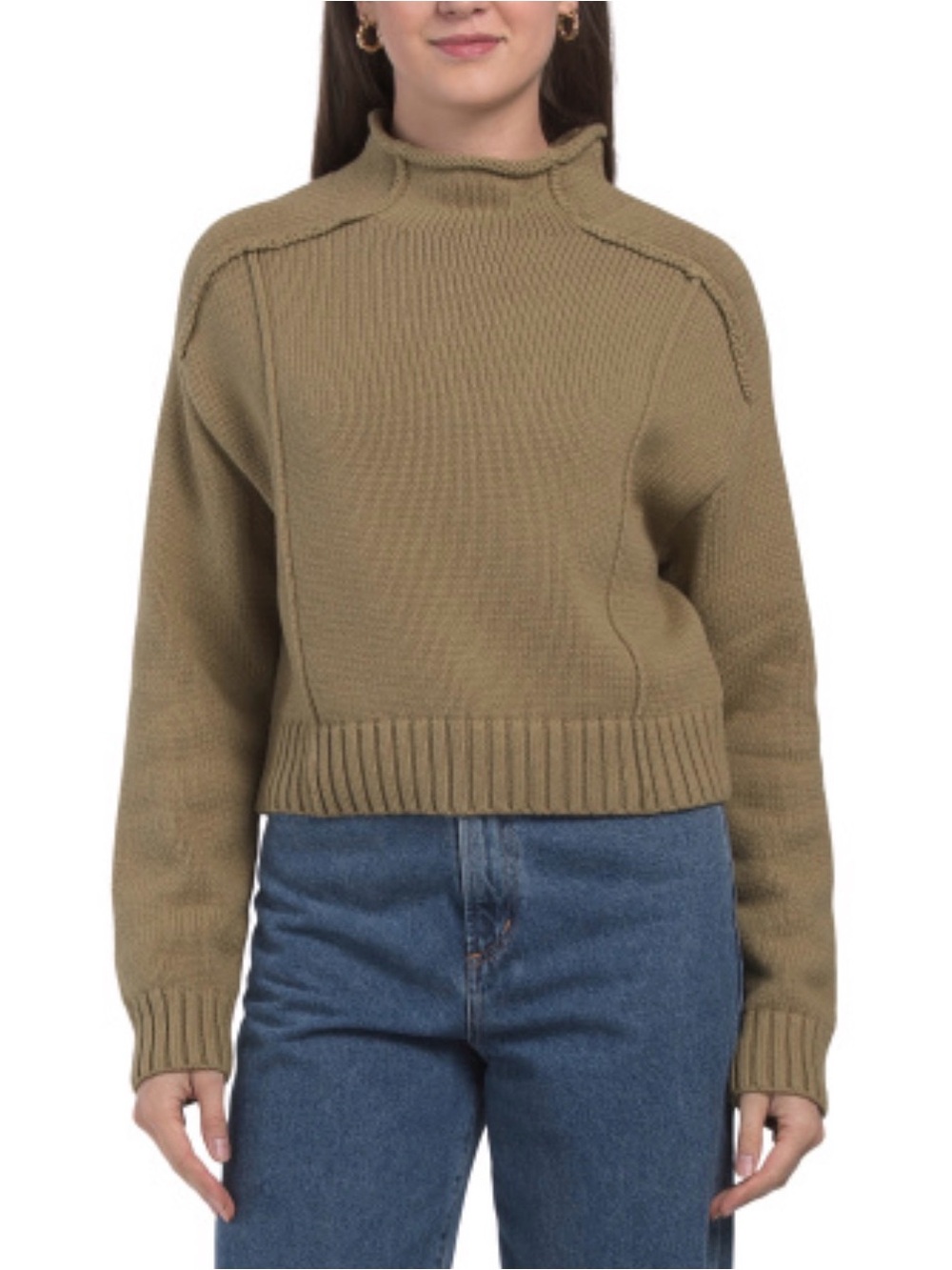 Velvet Heart Mock Neck Sweater in Olive
